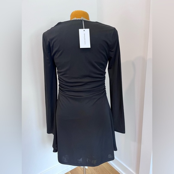 Lovers + friends Penelope black asymmetrical neck long sleeve dress NWT.  Small - Picture 6 of 14